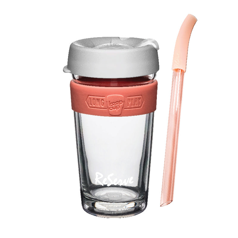 ReServe x KeeCup Bundle: Pink Band Doubled-walled reusable cup & Rose gold bubble tea straw