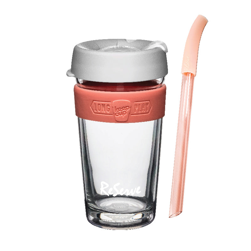ReServe x KeeCup Bundle: Pink Band Doubled-walled reusable cup &amp; Rose gold bubble tea straw