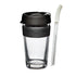 ReServe x KeeCup Bundle: Black Band Doubled-walled reusable cup & Silver Bubble Tea Straw